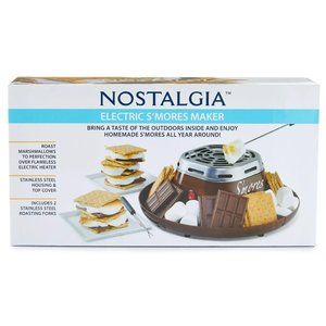 New Electric S'mores Maker Indoor Smores Nostalgia Tabletop Stainless Brown NIB
